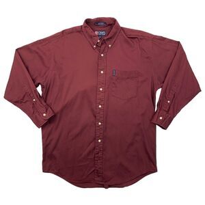 Vintage Ralph Lauren Chaps Shirt Mens 16 Garnet Red Long Sleeve Button Down